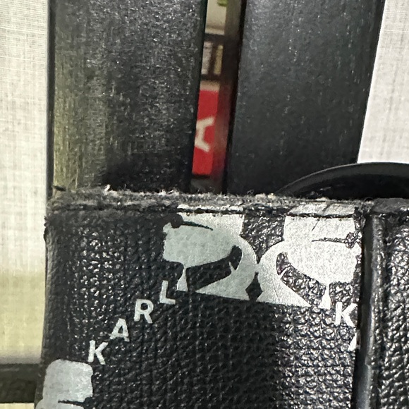 Karl Lagerfeld Paris Large Tote Black Silver Handles and Shoulder Strap - Picture 4 of 13